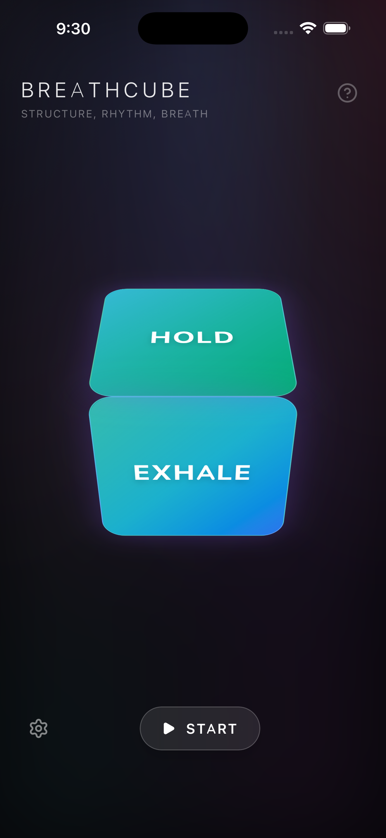 BreathCube showing Hold phase
